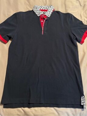 Men's Maceoo Polo with Red Trim and Patterned Collar